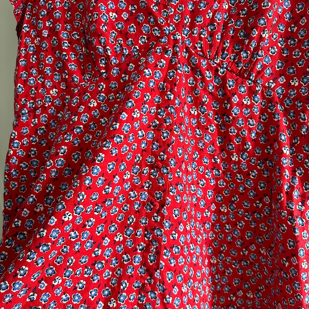 Red, White, & Blue Floral Flutter Sleeve Sundress - Picture 3 of 6